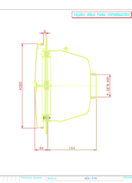  , Ø 285 , 2 1/2", AISI-316,      . 20091